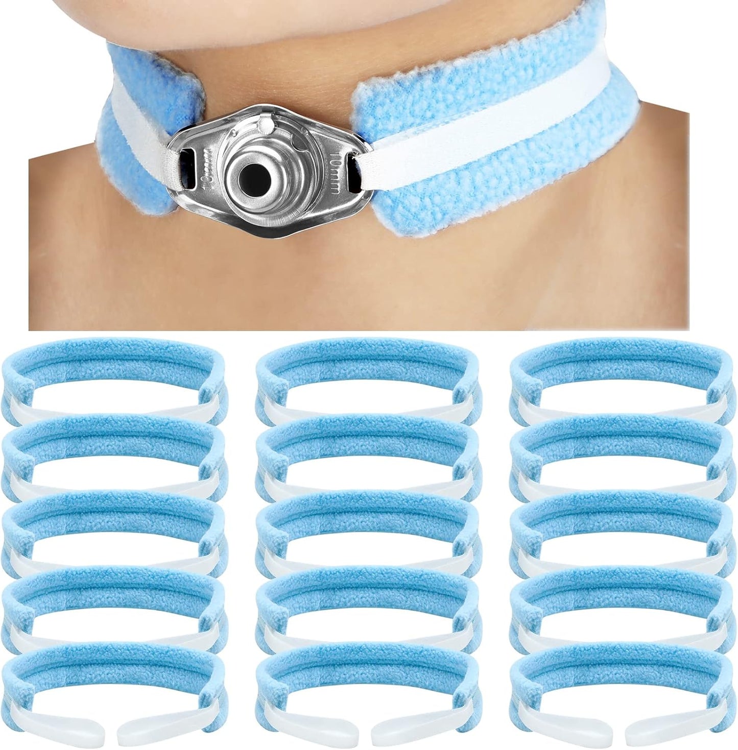 Sosation Tracheostomy Tube Holder 15 piece pack front view adjustable neck strap