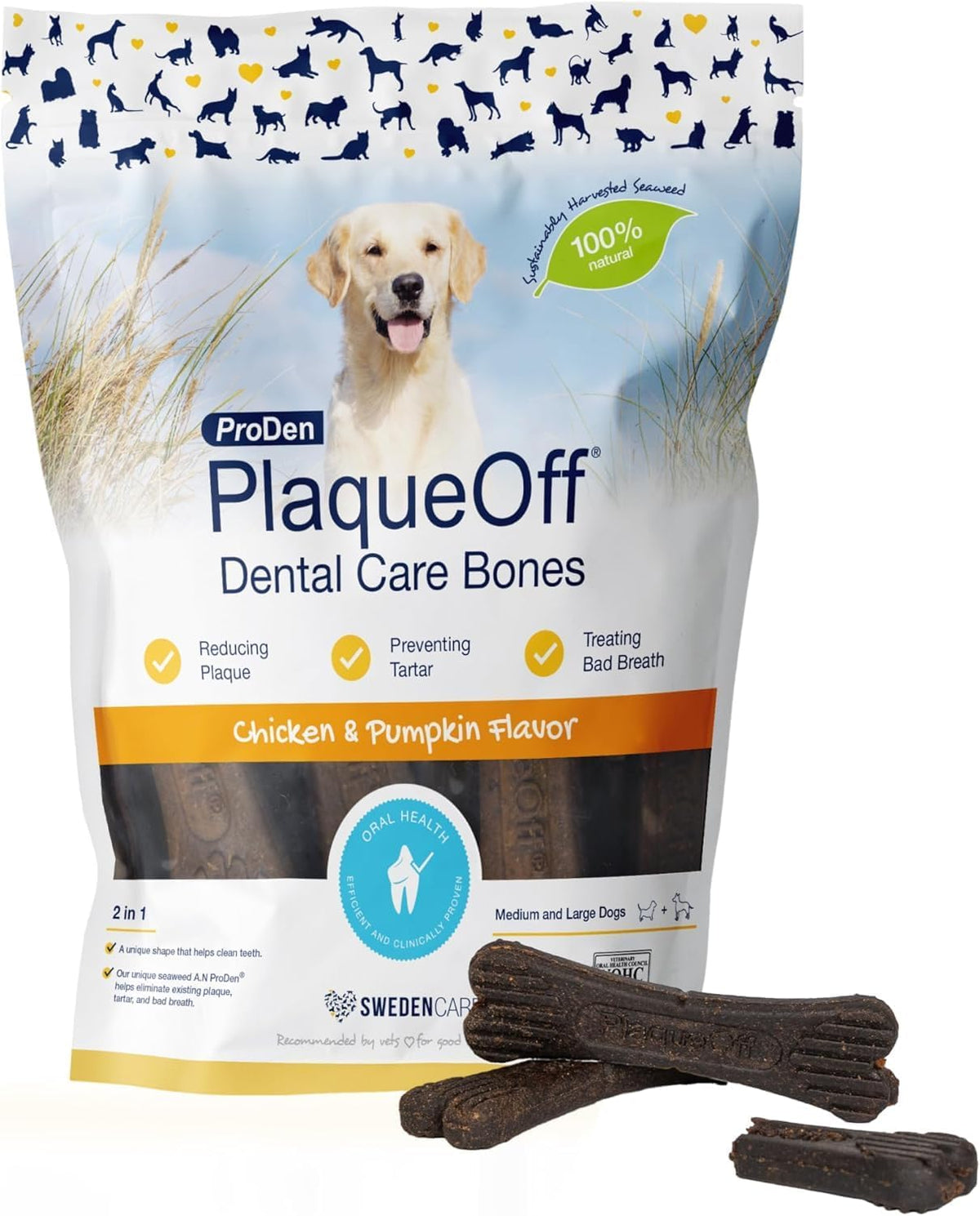 ProDen PlaqueOff System Dental Care Bones - Dog Teeth Cleaning Bones for Oral Hygiene -Medium/Large Canine Formula - Bacon Flavor -17 oz(Packaging May Vary) - Image 11