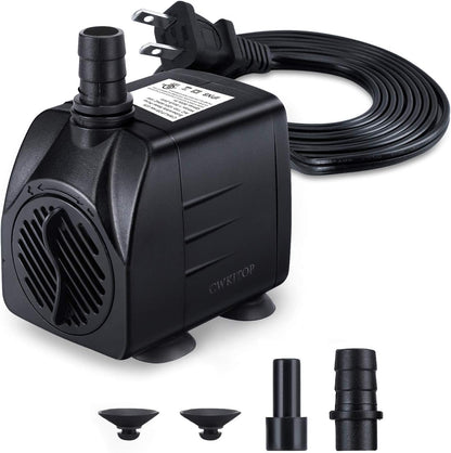 CWKJTOP submersible water fountain pump front view showing adjustable flow dial.