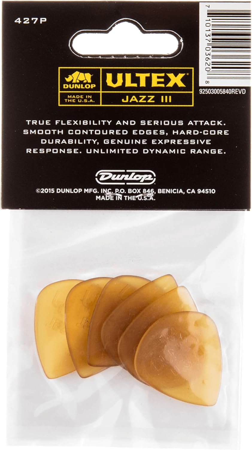 Authentic USA imported Jim Dunlop premium guitar accessories showing molded gripping surface