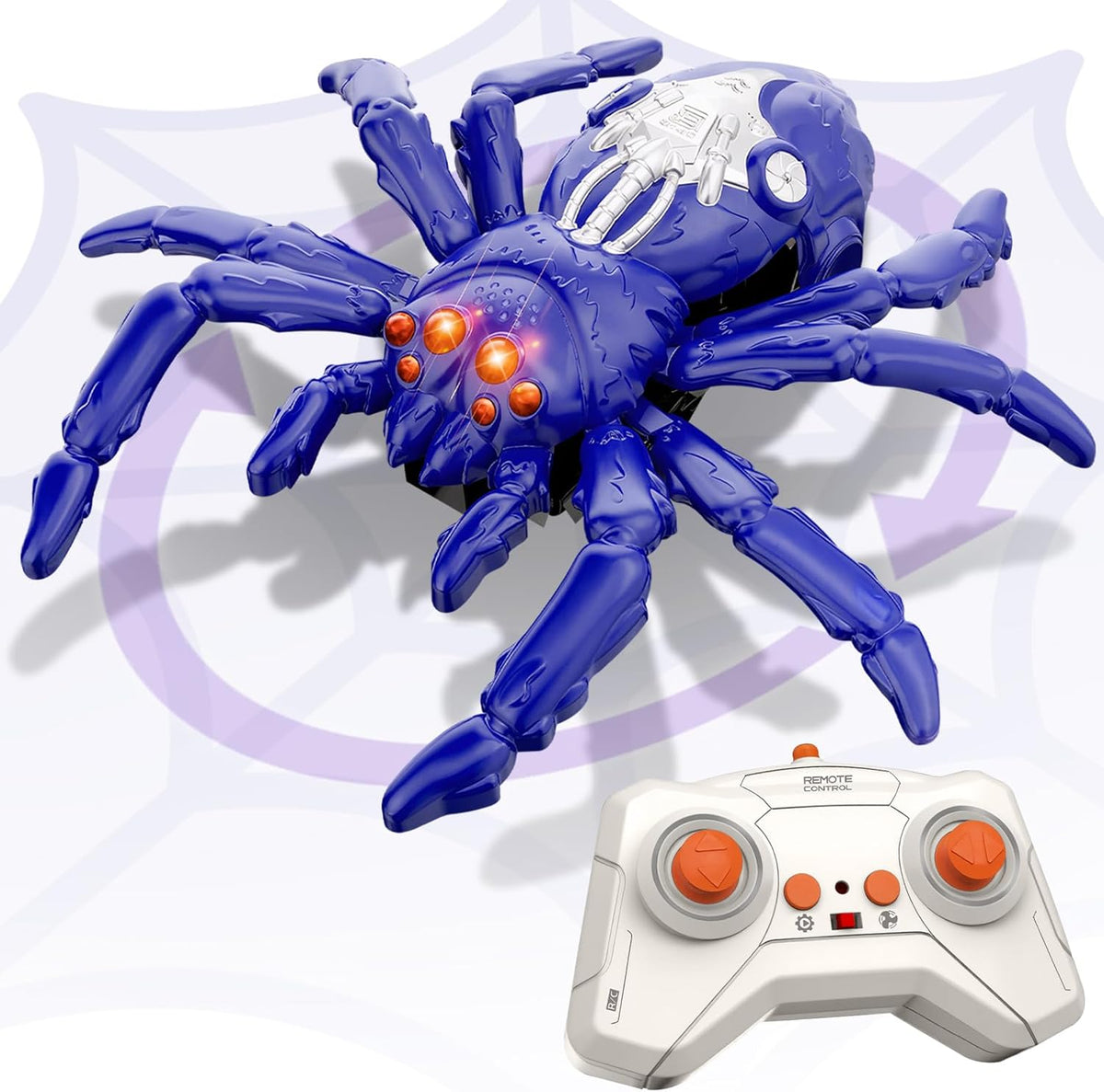 Infowush Wall Crawler Spider front view with glowing LED eyes