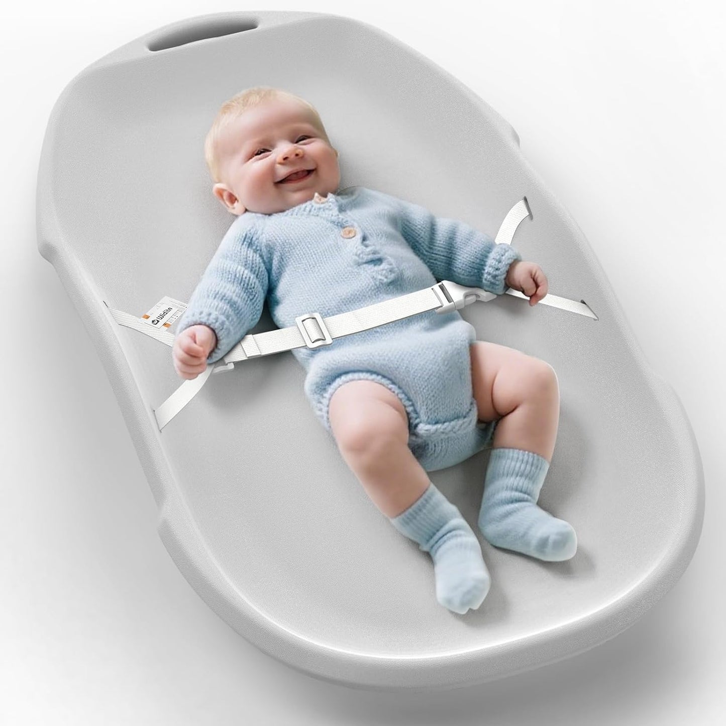 Widitn baby changing pad front view on dresser