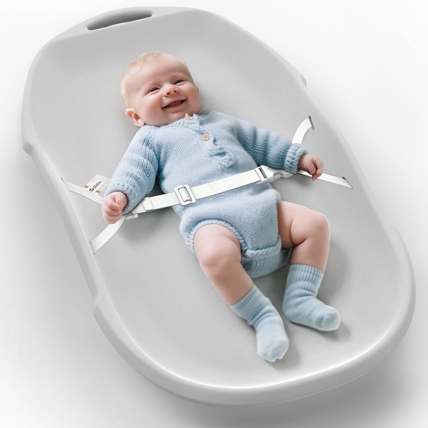 Widitn baby changing pad front view on dresser