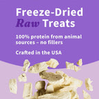 Freeze-dried chicken treats poured out on a clean surface