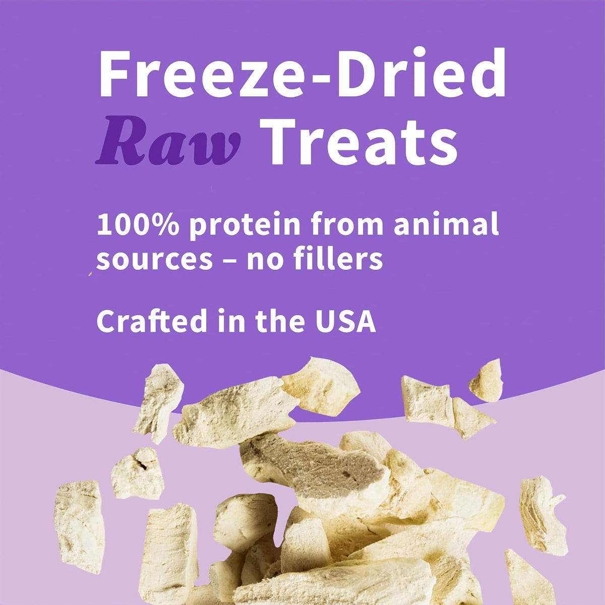 Freeze-dried chicken treats poured out on a clean surface