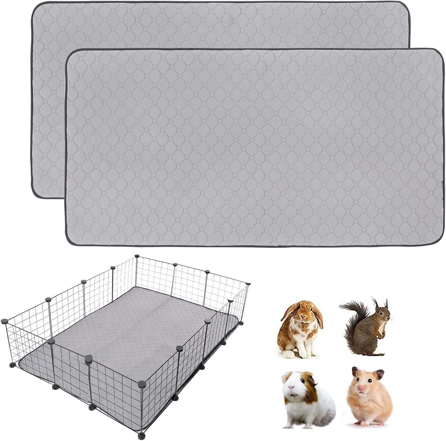 2Pack Guinea Pig Cage Liners, LWYMX 24''X48'' Washable Guinea Pig Pee Pads, Non Slip Reusable Super Absorbent Guinea Pig Training Mat Bedding Fleece for Small Animals Hamster Rabbit Chinchilla Rat - Image 13