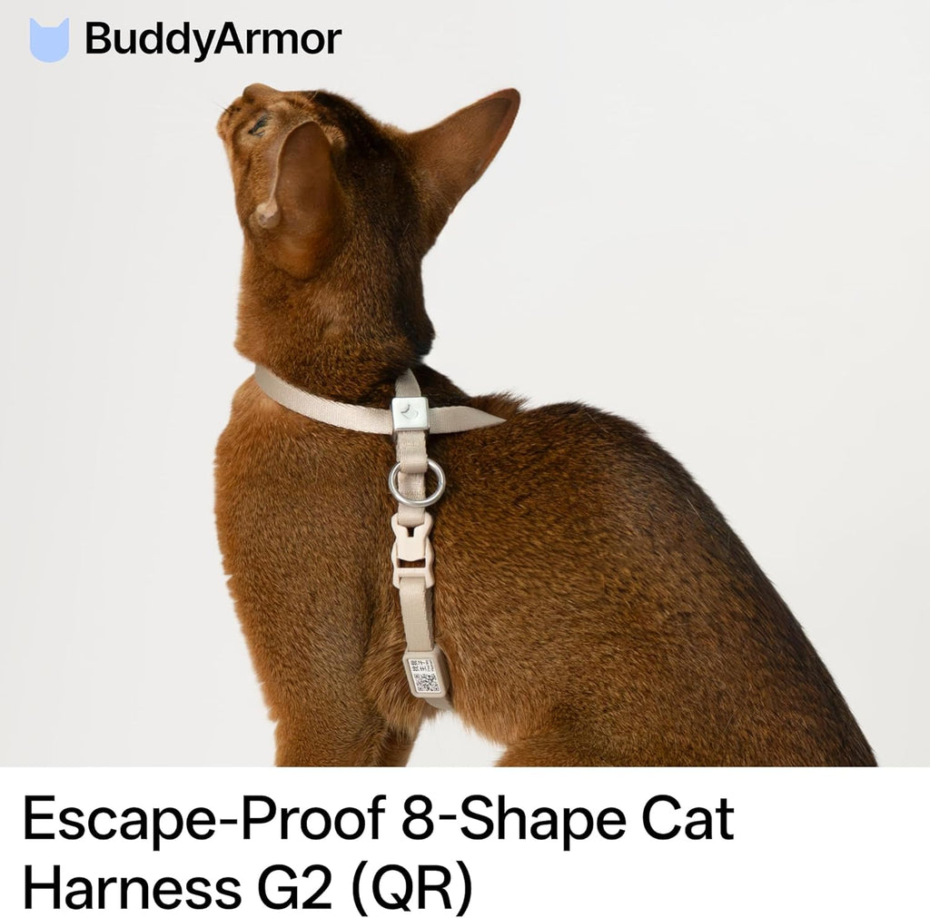BuddyArmor Blush Pink figure 8 cat harness flat lay presentation
