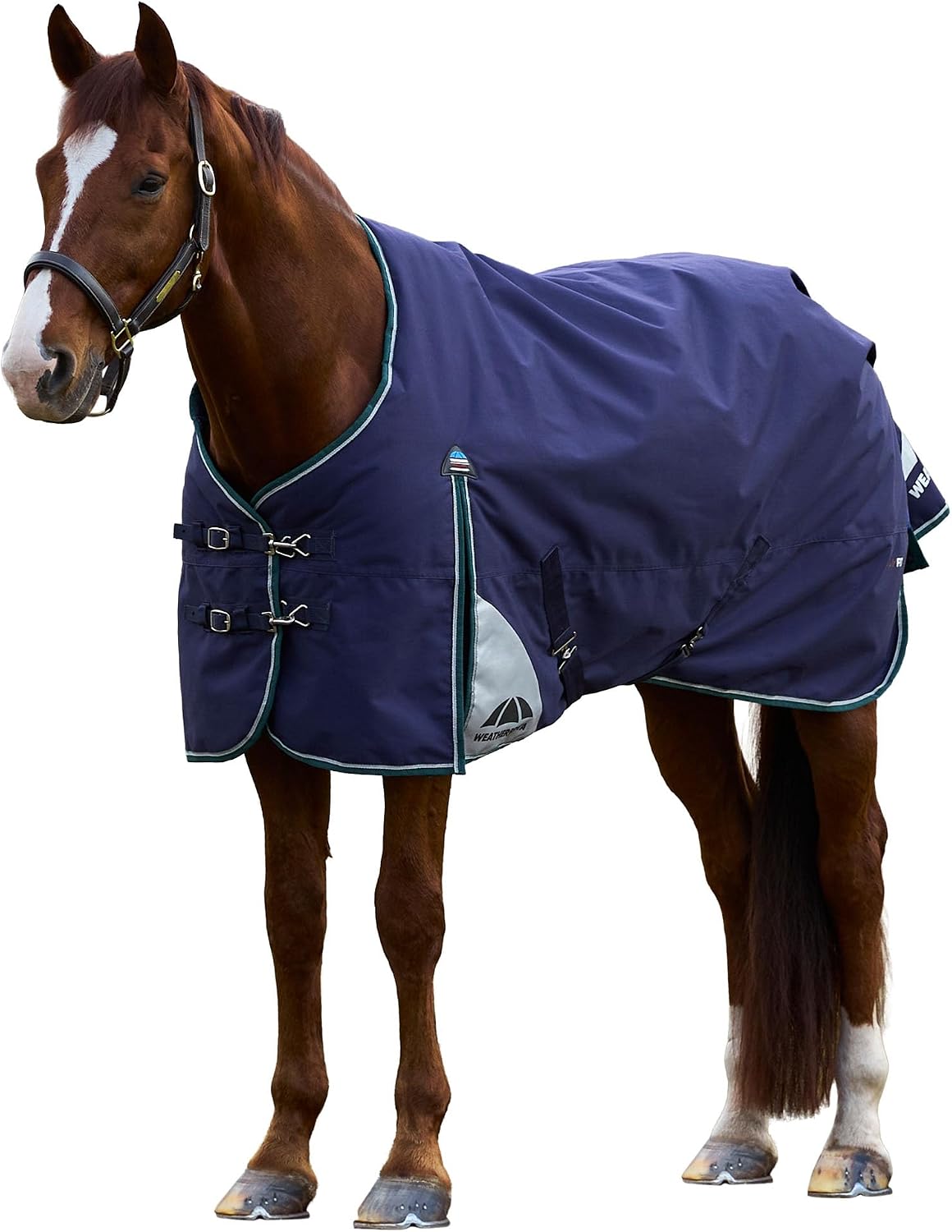 Adjustable belly surcingles and leg straps on the WeatherBeeta ComFiTec Plus Dynamic seventy two inch horse blanket.
