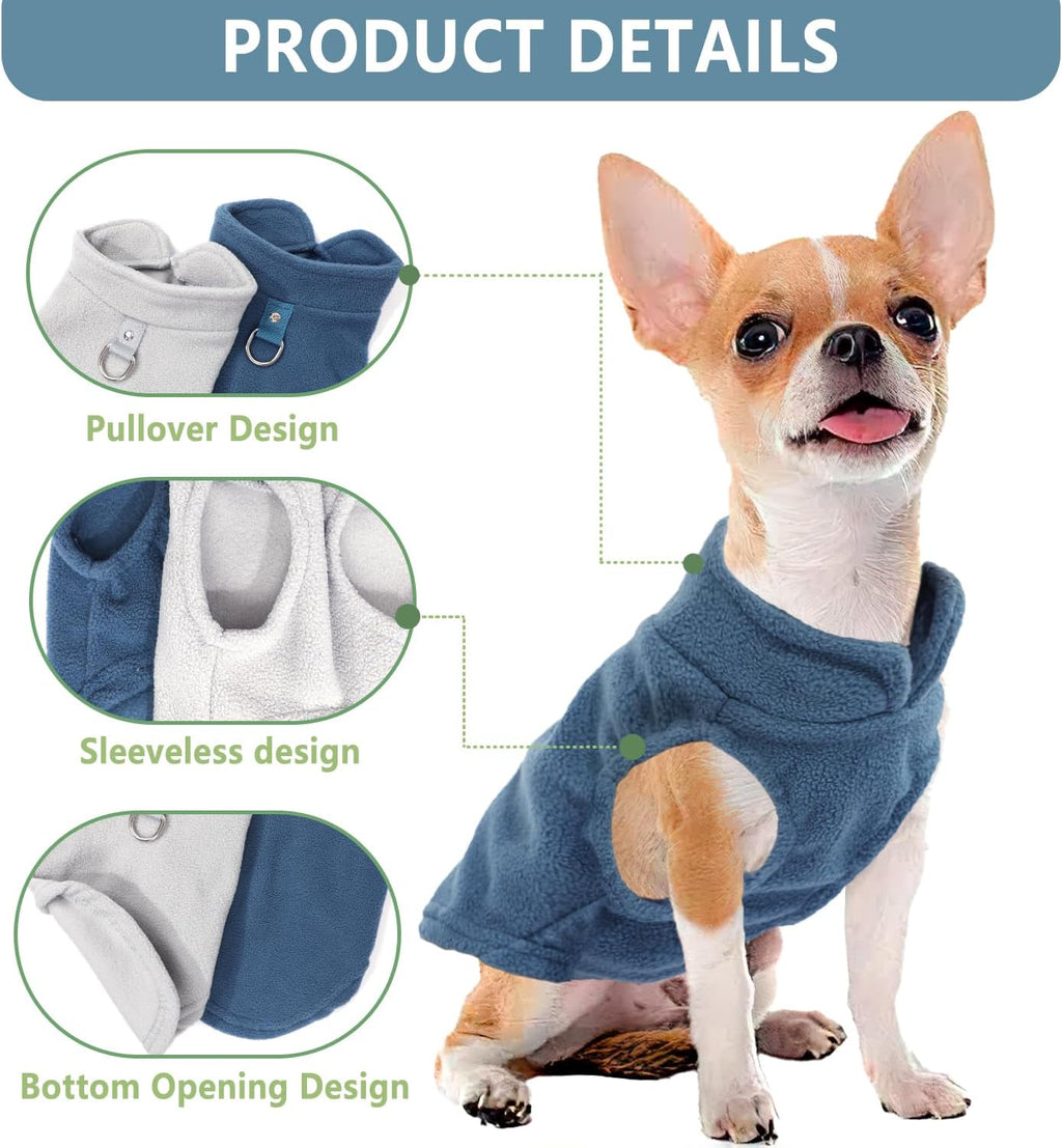 Close-up view of the integrated metal D-ring leash attachment on the back of the warm pet coat.