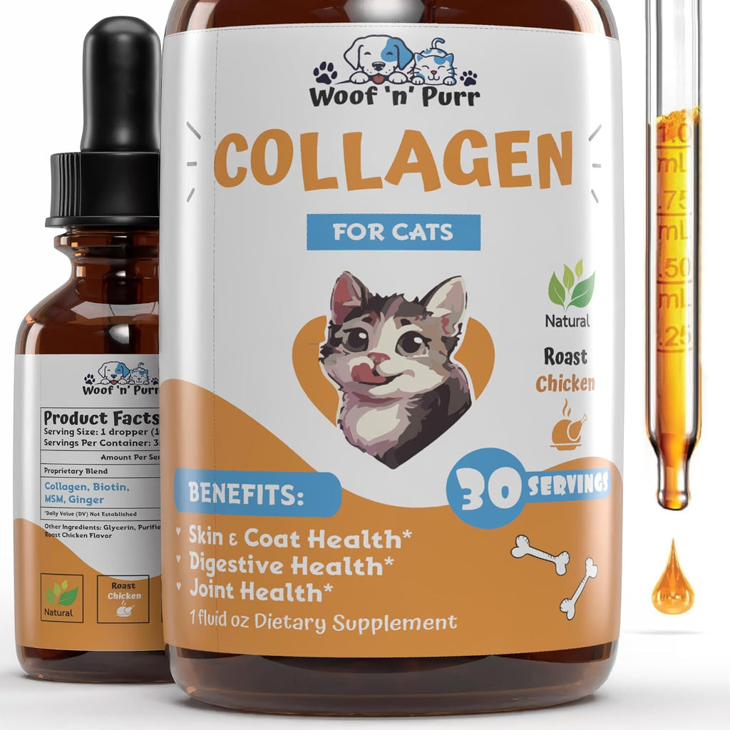 Woof 'n' Purr Collagen for Cats liquid supplement front view