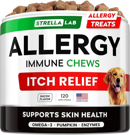 StrellaLab Dog Allergy Relief & Anti Itch Support Chews w/Omega 3: Real Ingredients, Real Taste! Skin & Coat Immune Supplement w/Fish Oil, Pumpkin & Enzymes - Developed by Experts - Made in USA -120Ct - Image 14