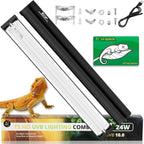 T5 UVB Reptile Light Fixture Combo Kit 8W: 10.0 HO UVB Light for Reptiles Terrarium Hood Comes with UVB Lamp, 12'' Linear UVB Light Bar for Desert Bearded Dragon,Turtle,Gecko - UV Sensor Test Card - Image 10