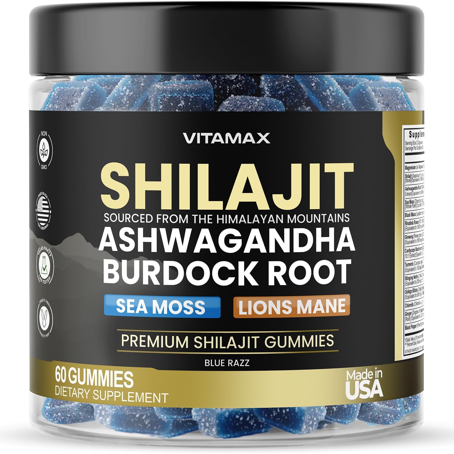 Vitamax Pure Shilajit Gummies front view bottle for natural energy support