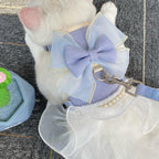 Side view of nylon cat vest harness with leash