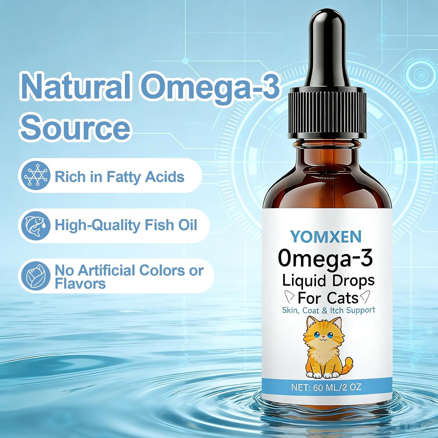 Natural EPA and DHA supplement for cat joint care and shiny coat support