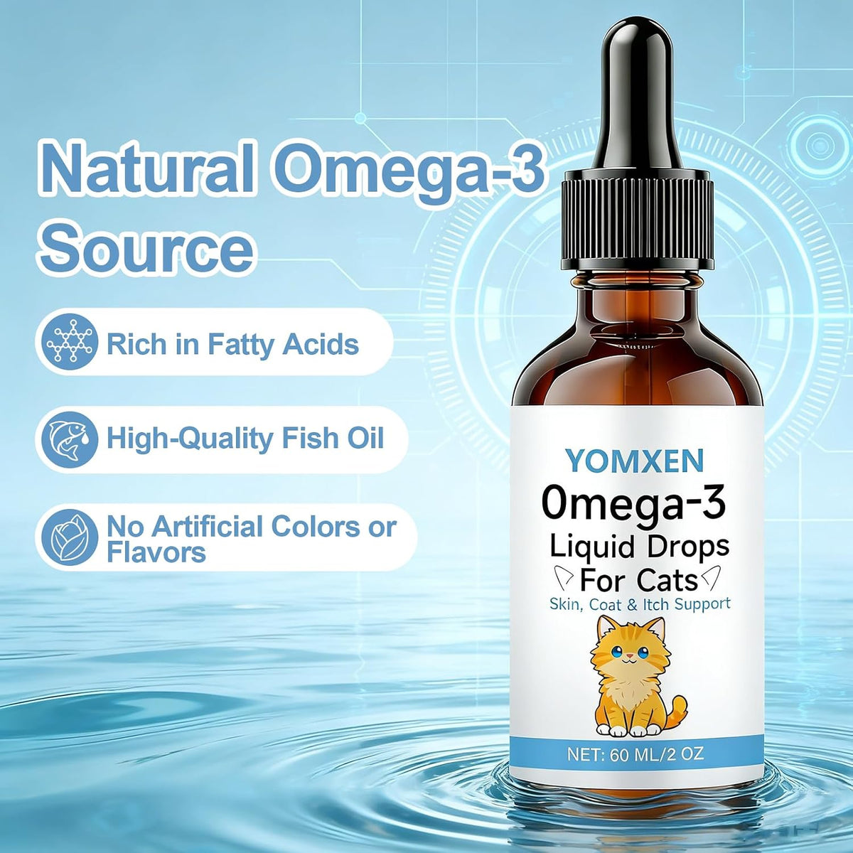 Natural EPA and DHA supplement for cat joint care and shiny coat support