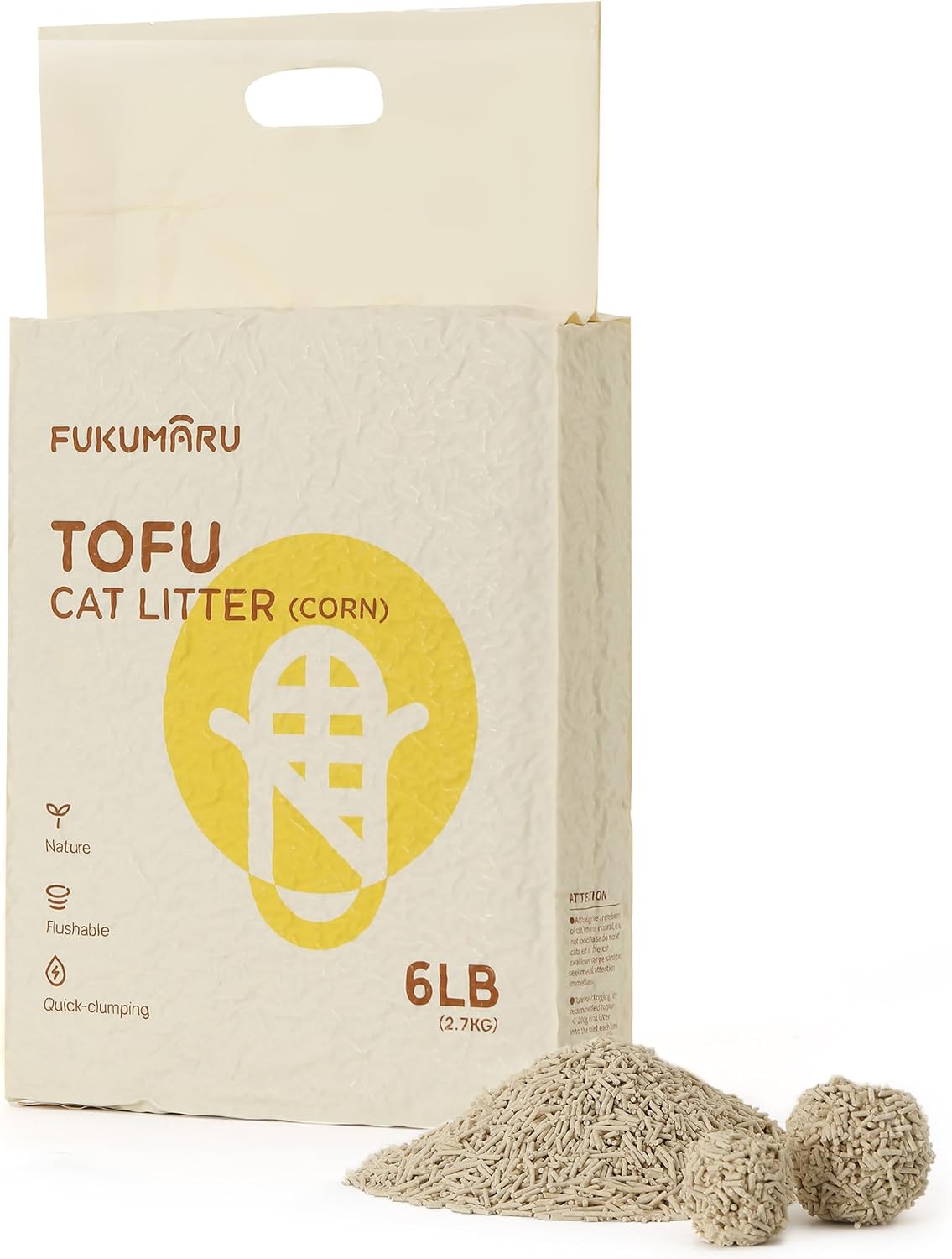 FUKUMARU Tofu Cat Litter - Natural Lightweight Unscented Cat Litter Pellets, Dust Free Quick Clumping, Effective Odor Control, Flushable, Low Tracking, 18 LBS (3 Packs) - Image 11