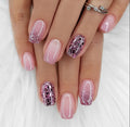 Curvlife pink diamond press on nails front view showing design