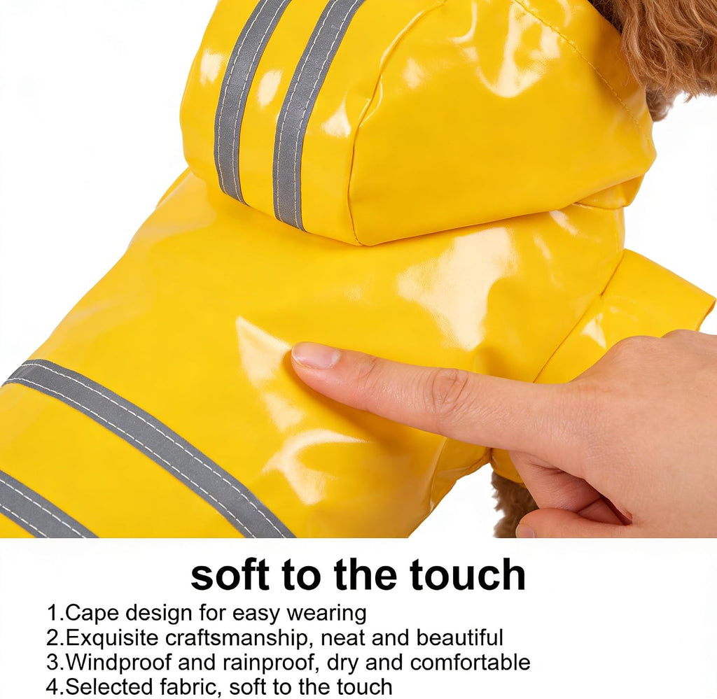 Authentic small dog monsoon outerwear showcasing the convenient integrated leash hole detail.