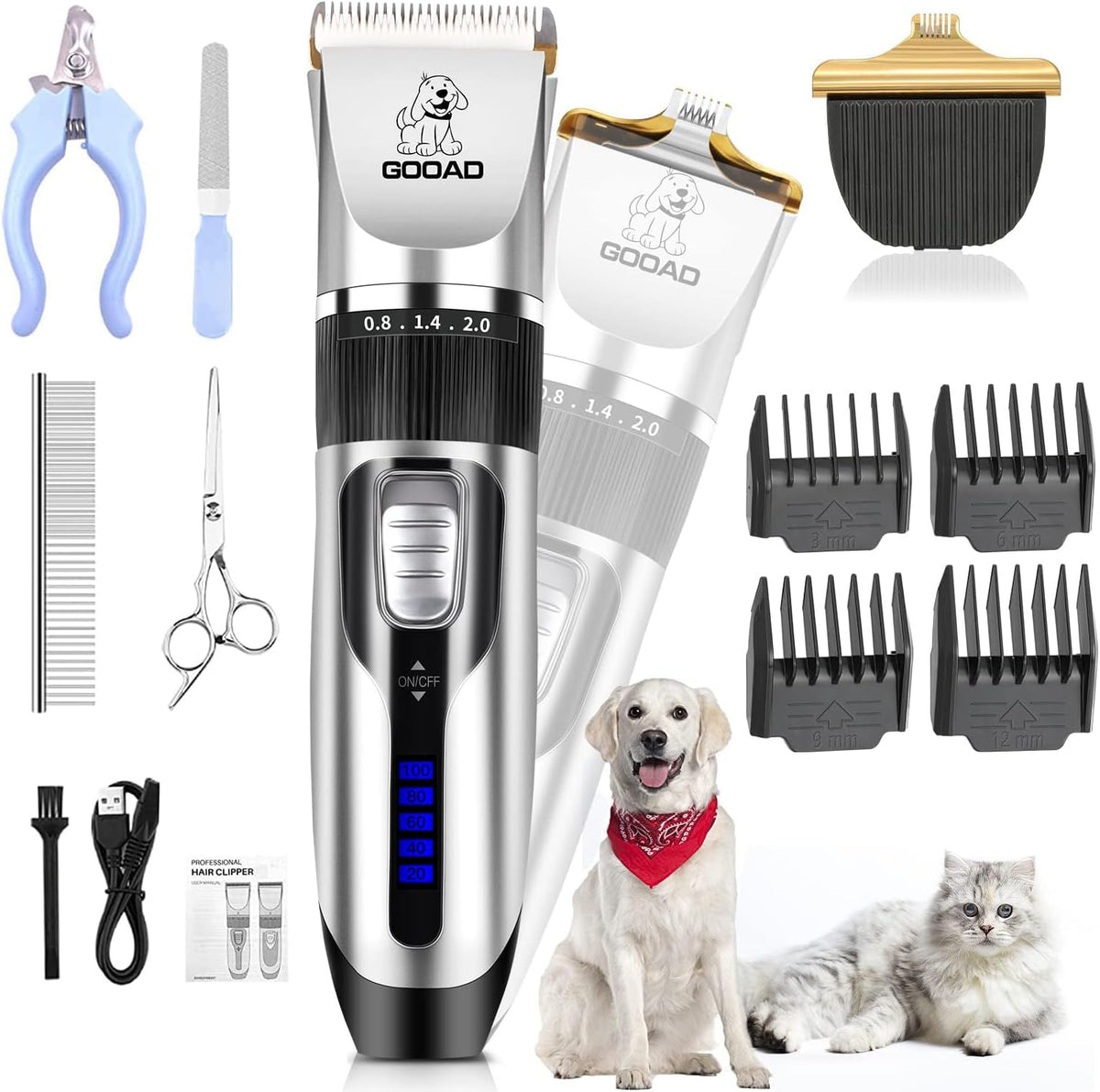 Dog Clippers for Grooming,Dog Grooming Kit for Heavy Thick Hair&Coats/Low Noise Rechargeable Cordless Hair Trimmer/Pet Shaver with Paw Trimmer for Small & Large Dogs Cats - Image 9