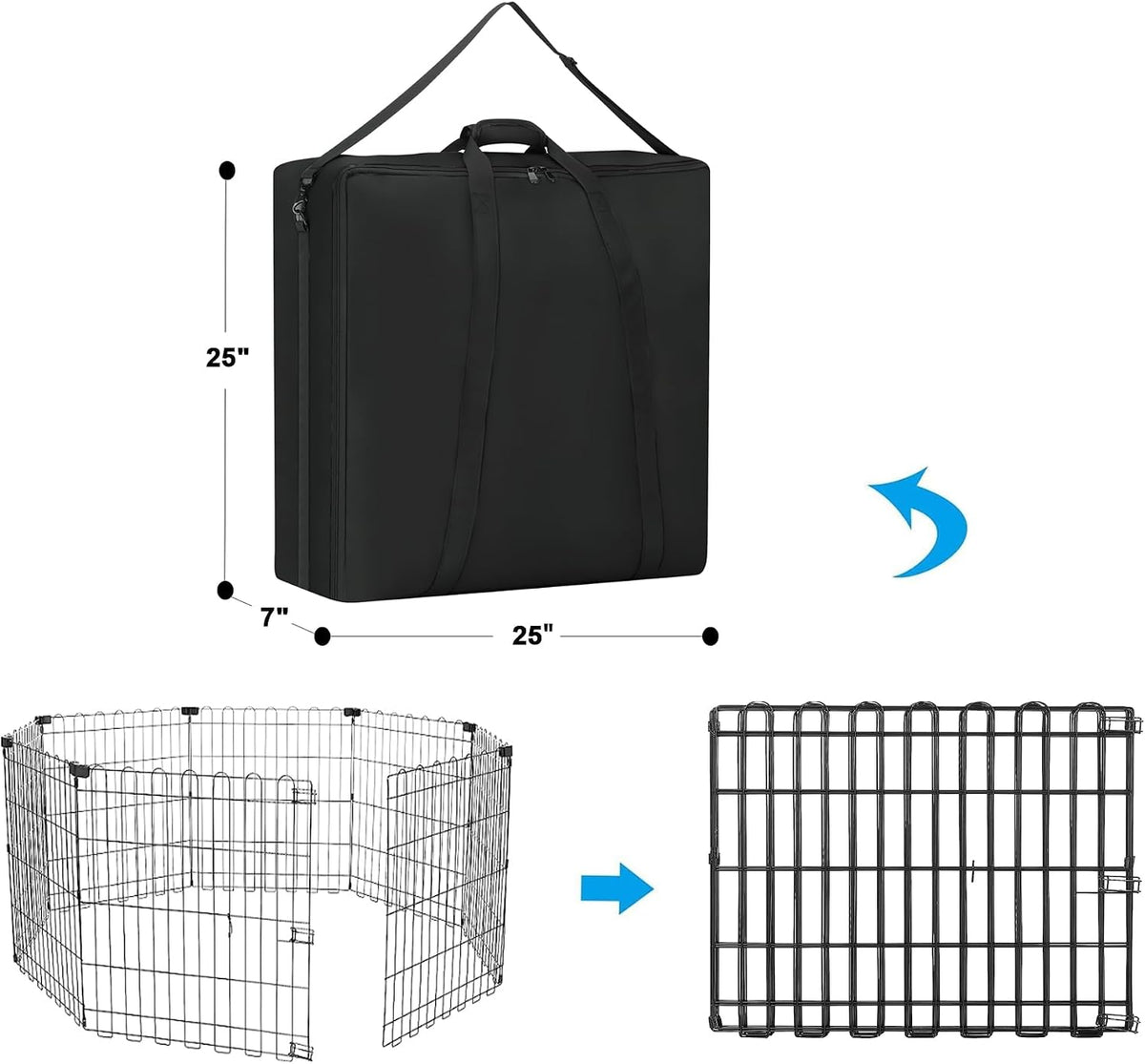 YUFYIG foldable exercise pen travel bag with handles open three sides view
