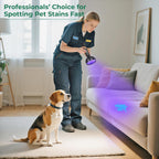 ESCO LITE pet stain detector flashlight showing illuminated LED bulb array