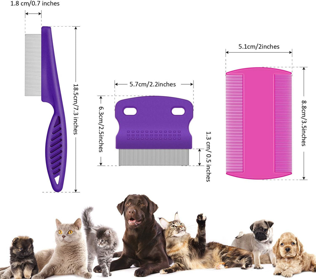 Boao long handle stainless steel pet grooming comb in purple