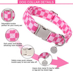 Pink plaid cotton puppy collar flat lay view