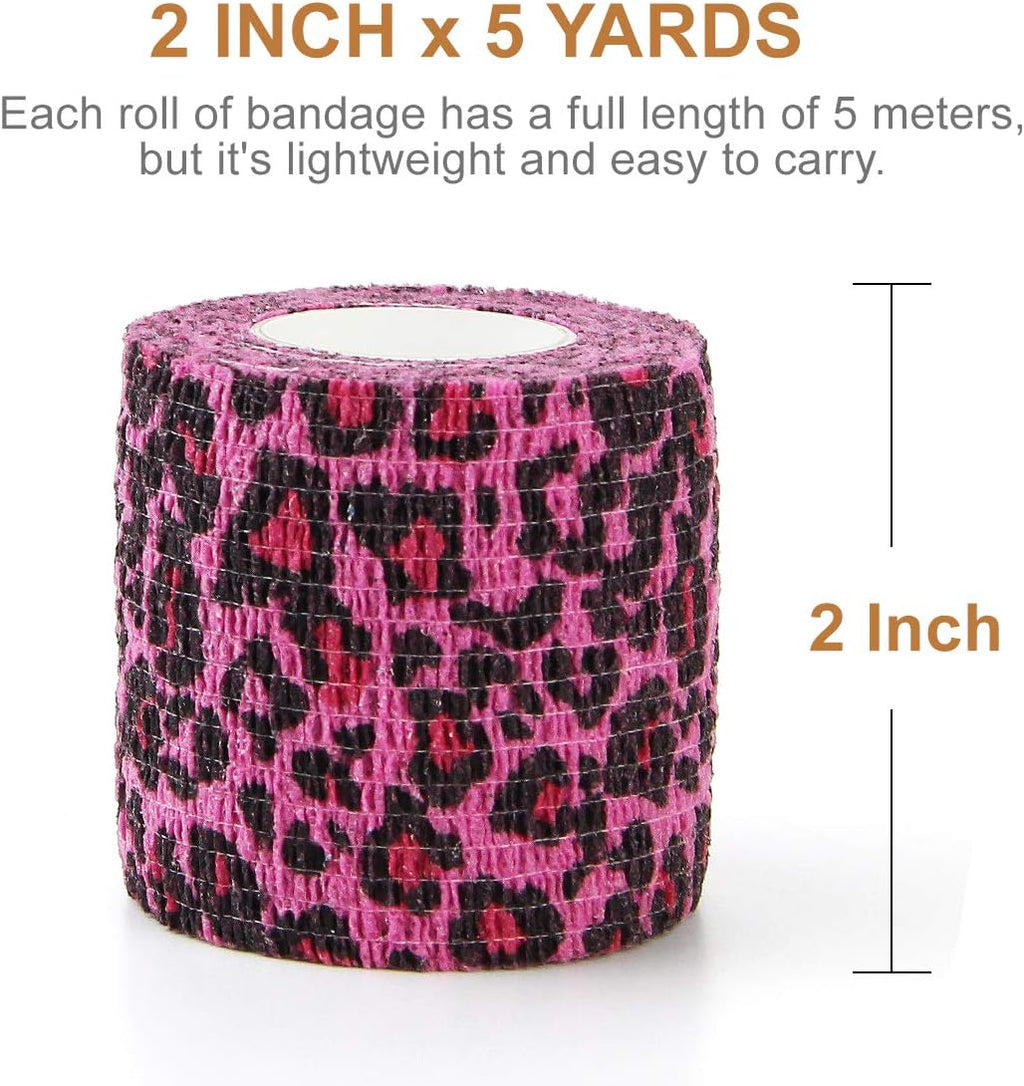 Cohesive bandage roll showcasing leopard print pattern
