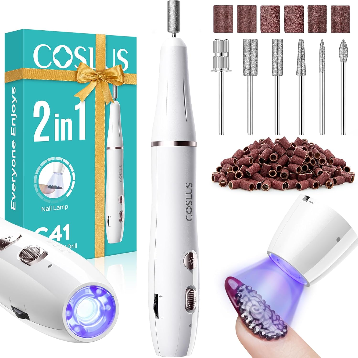 Coslus C41 cordless nail drill and lamp kit front view