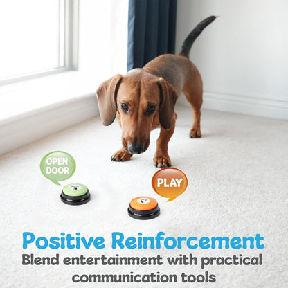 Puppy learning behavior support using interactive dog word buttons