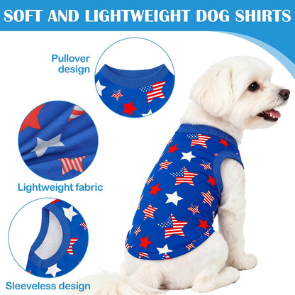 Side view of lightweight patriotic dog tank top for summer