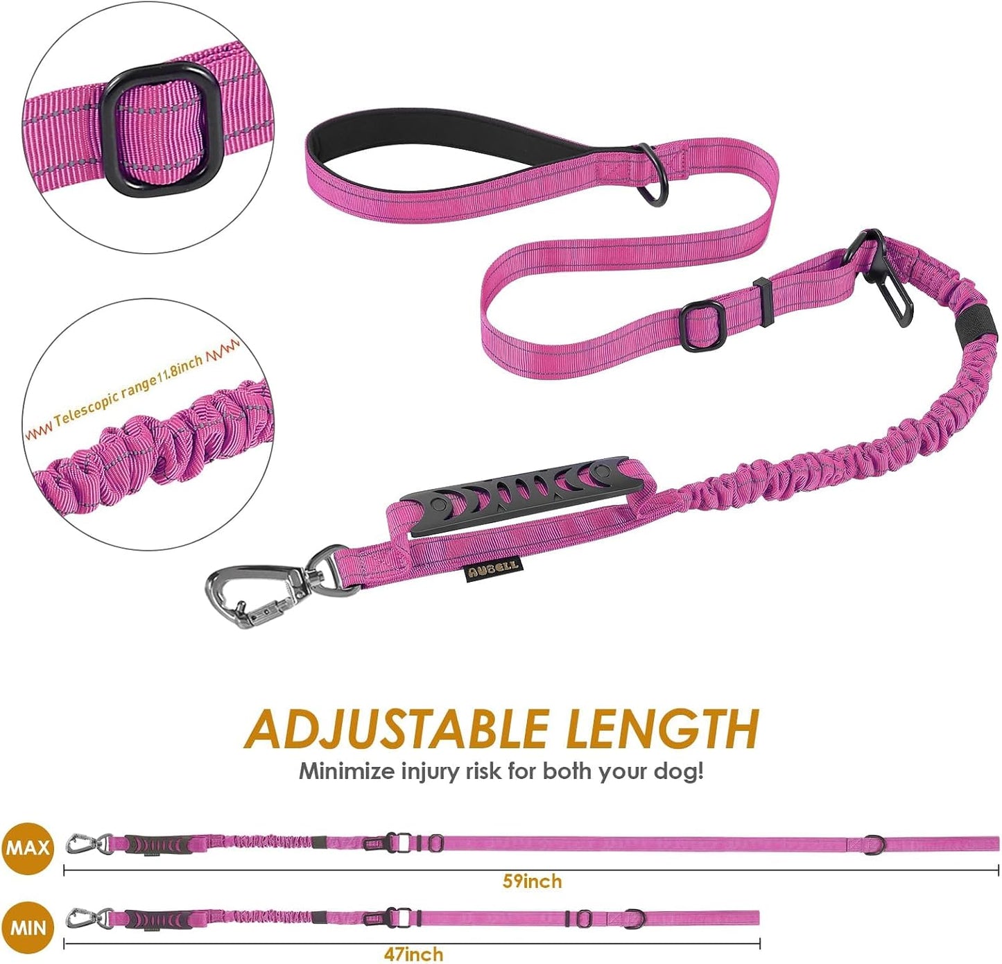 Aubell premium dog walking lead with traffic handle grip
