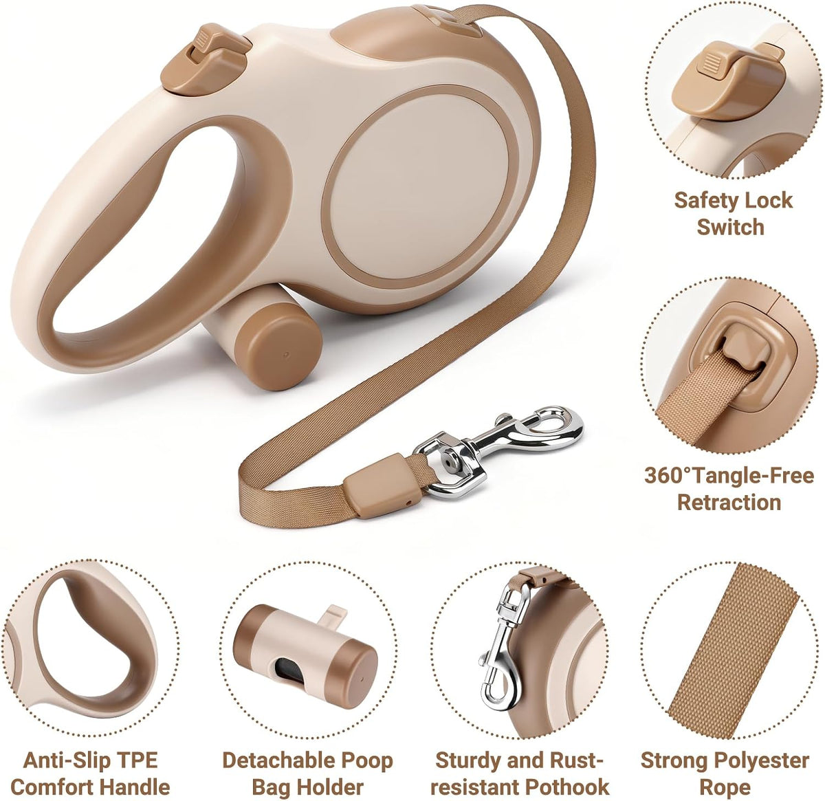 Close up of the anti-slip ergonomic handle on Segarty leash