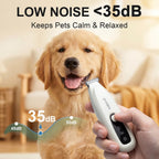 SEONEZU cordless dog grooming tool illustrating the digital display screen for battery status.