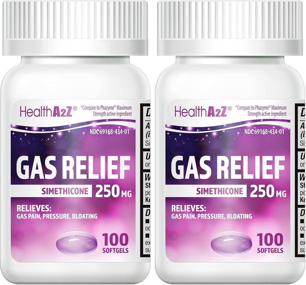 HealthA2Z(R) Gas Relief, Simethicone 250mg, Max Strength, 100 Purple Softgels - Image 10