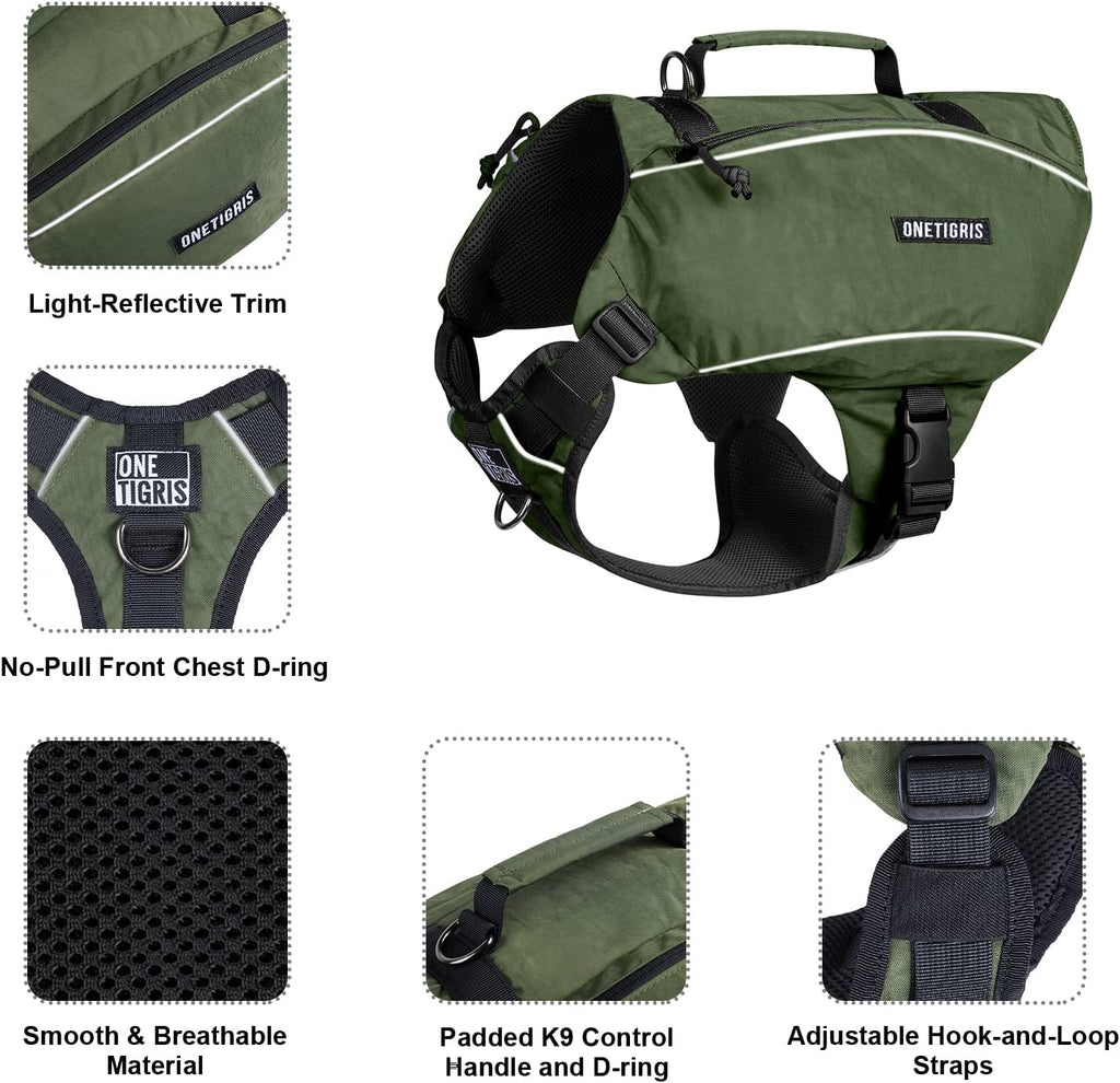 Detailed shot of the adjustable UTX-Duraflex buckles on the medium green pet travel saddlebag.