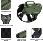 Detailed shot of the adjustable UTX-Duraflex buckles on the medium green pet travel saddlebag.