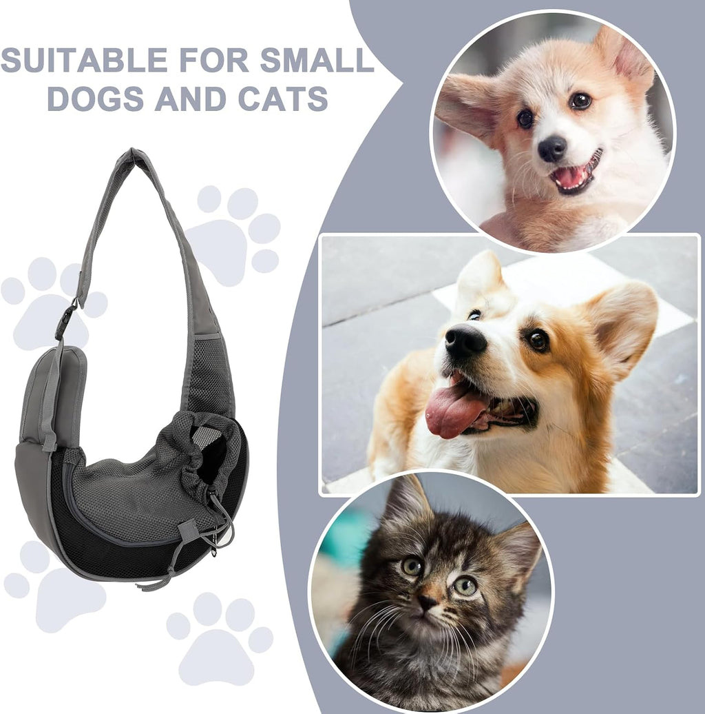 Demonstration of adjustable shoulder strap on pet travel sling