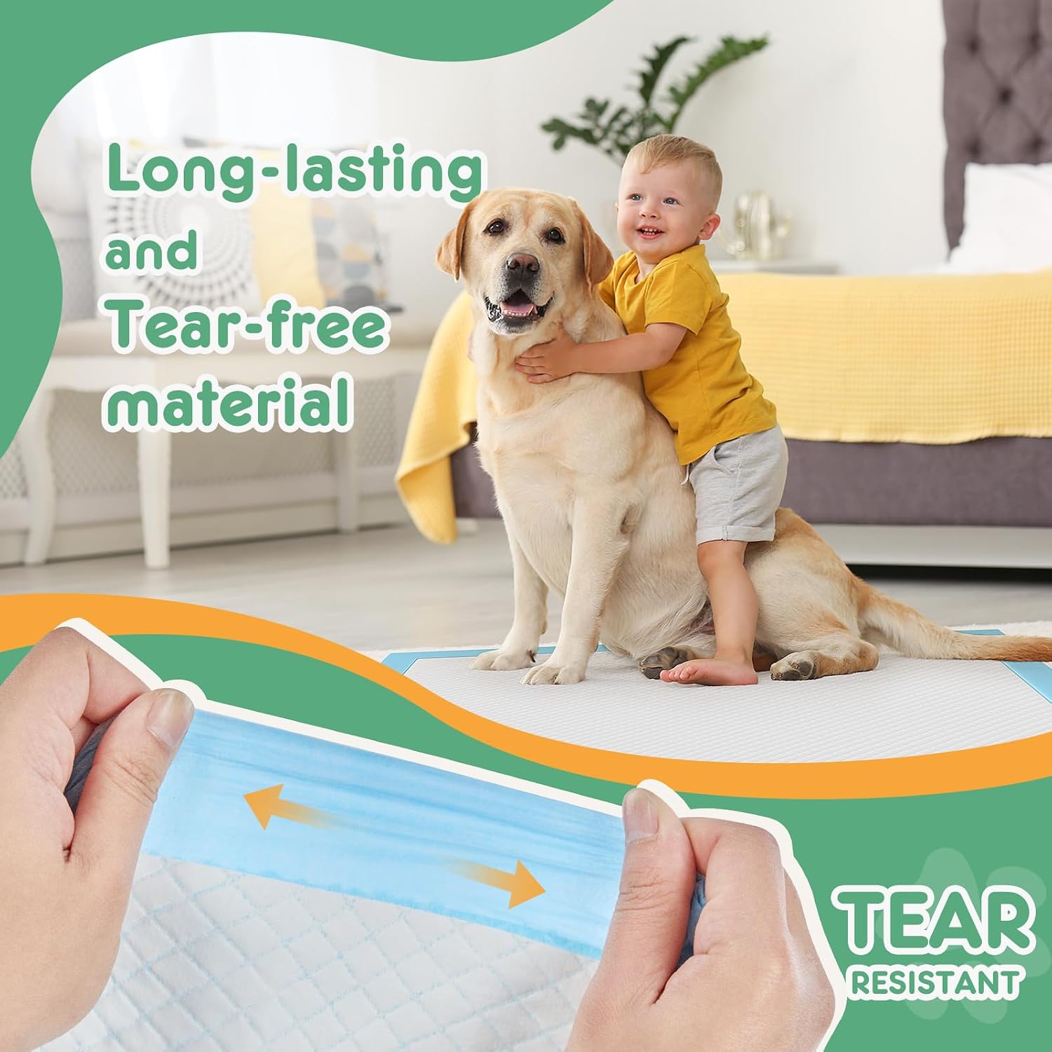 Premium polymer core puppy pad absorbing liquid demonstration