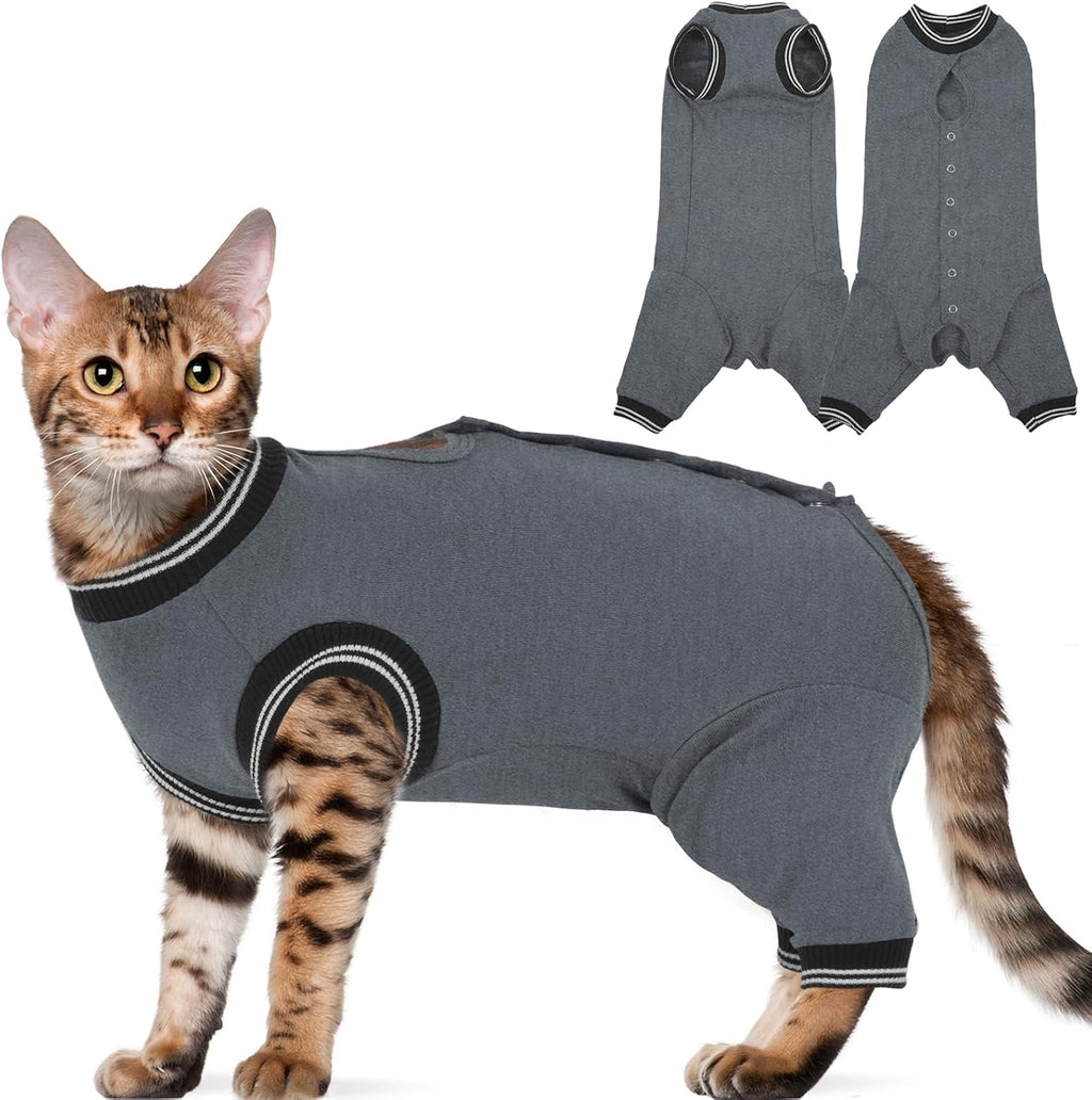 Yternal Stress-Free Cat Recovery Suit Gray M front view