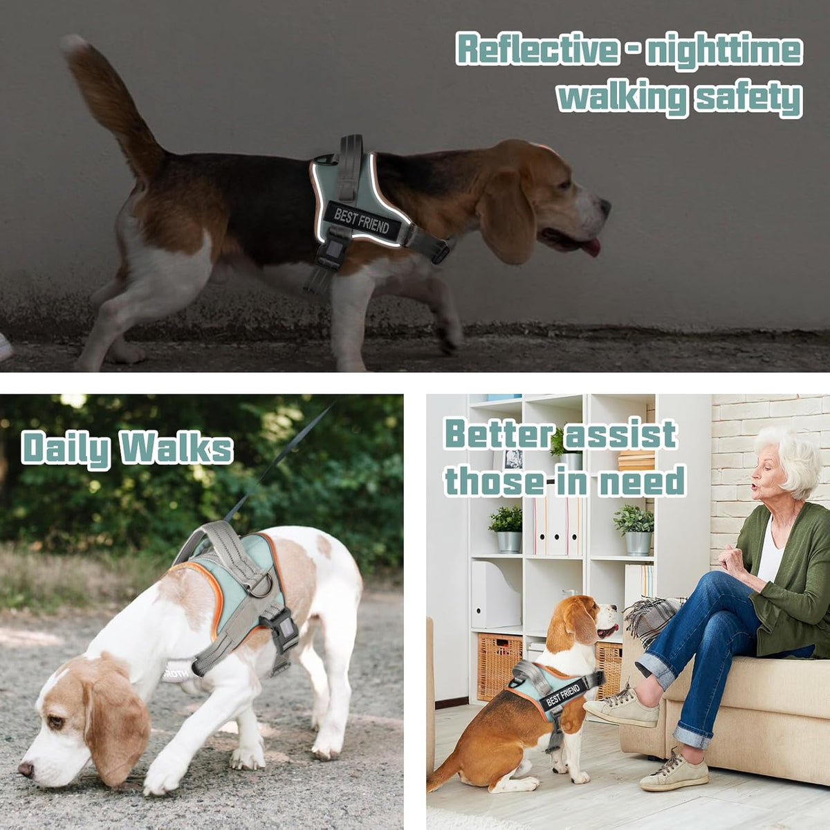 Auroth tactical dog vest side view adjustable reflective training harness