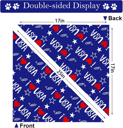 XGXHZYLC reversible patriotic triangle bibs worn by a small puppy