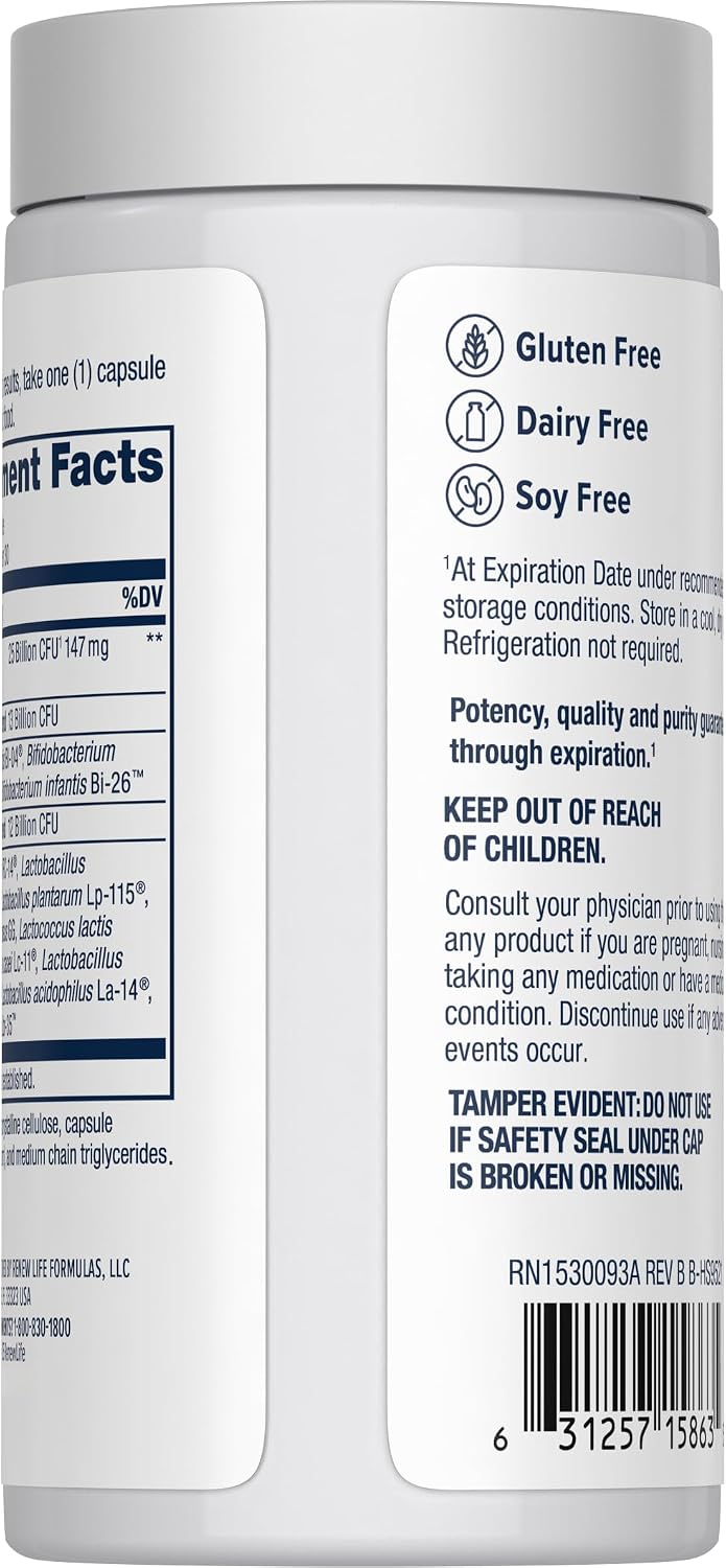 Renew Life Women's Probiotic 25 billion CFU capsule count label
