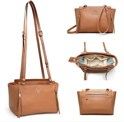 Miss Fong brown small crossbody diaper bag front view