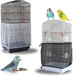 Daoeny 2Pcs Universal Bird Cage Cover, Adjustable Seed Feather Catcher, Soft Airy Nylon Mesh Parrot Net, Birdcage Cover Skirt Sheer Guard for Round Square Cages (Green+ Blue) - Image 9