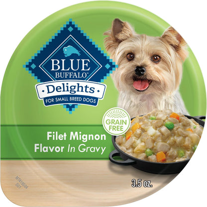 Blue Buffalo Delights Variety Pack Natural Grain Free Wet Dog Food for Small Breed Dogs (Filet Mignon Flavor & New York Strip Flavor) in Gravy with Natural Ingredients, 3.5-oz. Each (12 Cups) - Image 14