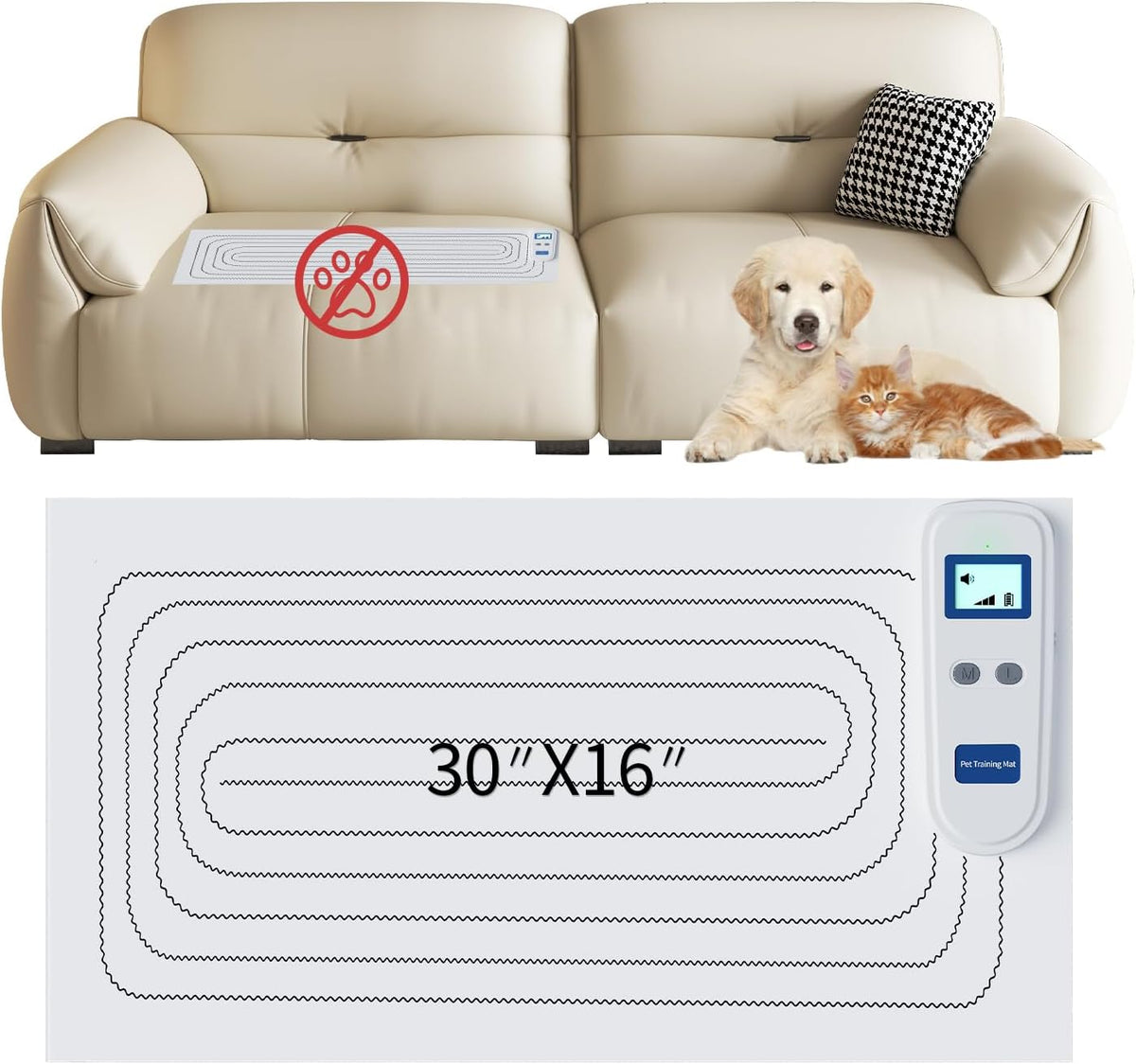 Scat Mat for Cats Dogs Rechargeable Indoor Cat Deterrent &Pet Shock Mat | shock mat for cats 3 Modes+Auto Cycle Cat Repellent Training Mat keep dogs off couchFurniture Sofa Bed Carpet59"x11" - Image 9