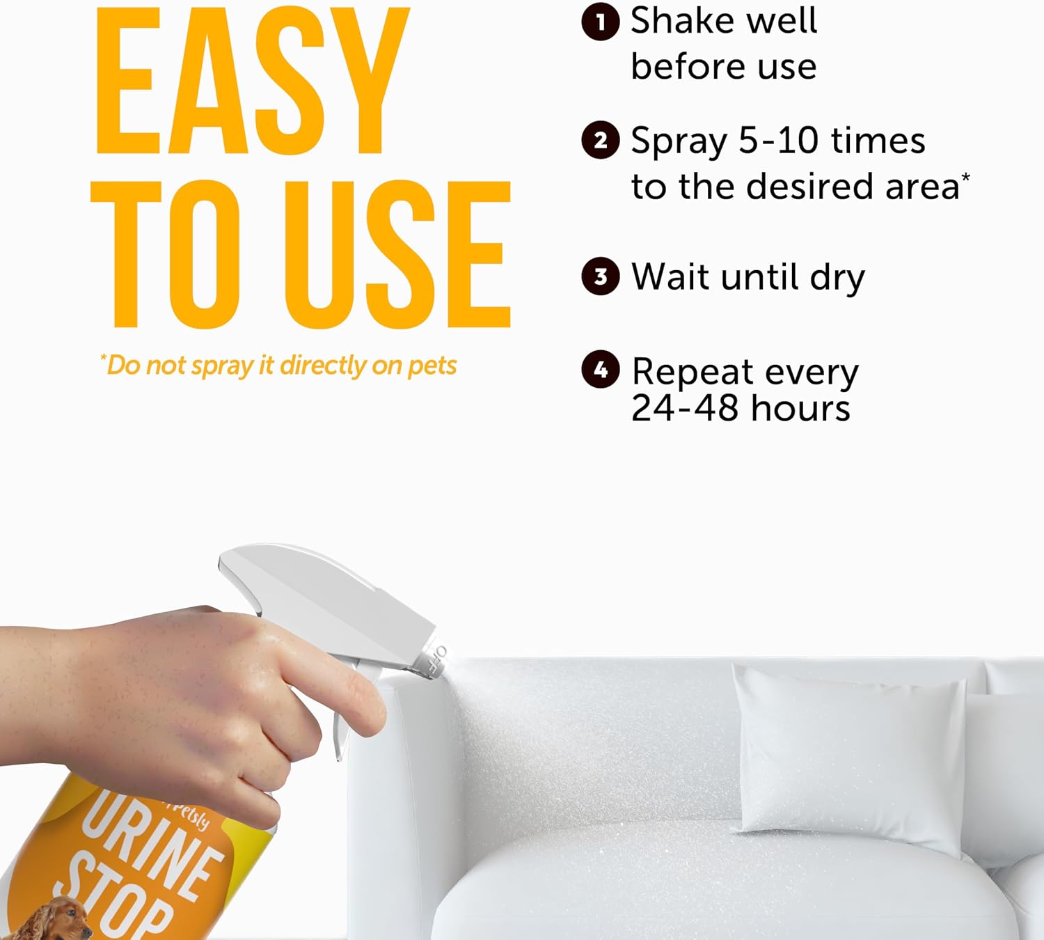Natural anti marking spray bottle showing ingredients and instructions.