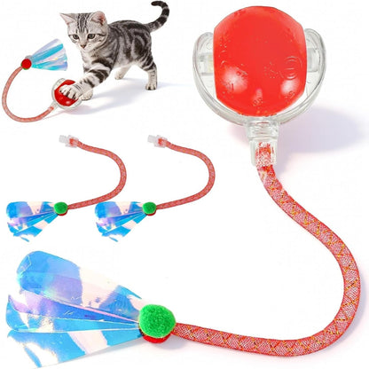 Rocfish Durable Interactive Cat Toys for Indoor Cats, Smart Automatic Cat Chase Ball Toy, Upgraded Speedy Tail Kitten Toy for Bored Indoor Adult Pets (Red) - Image 14
